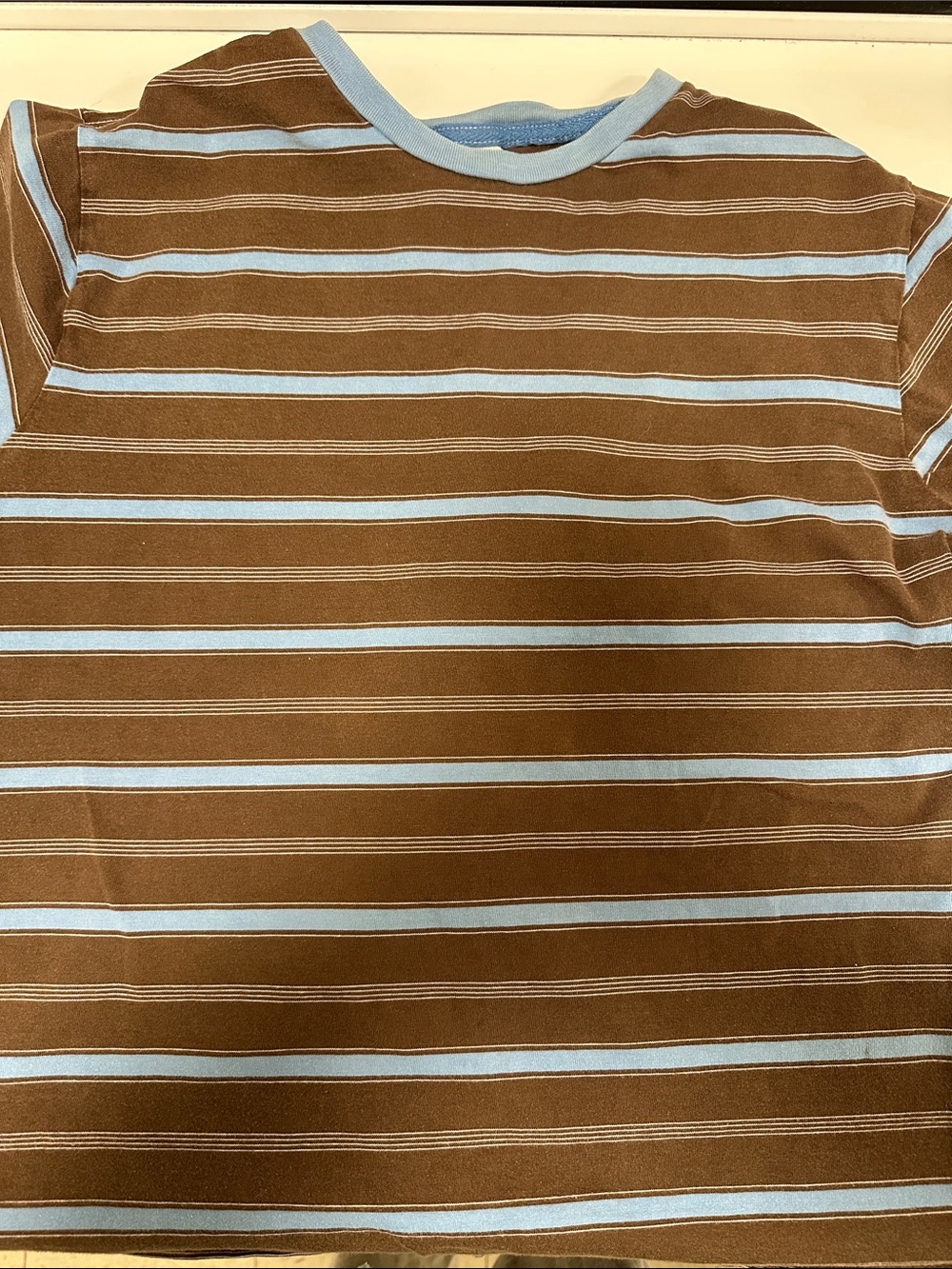 Vintage 90s Cotton Light Blue Stripe Crew Tee